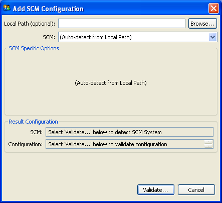 SCM Configuration dialog