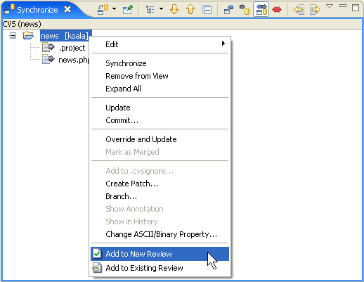 eclipse-cvs-synchronize-addtoreview